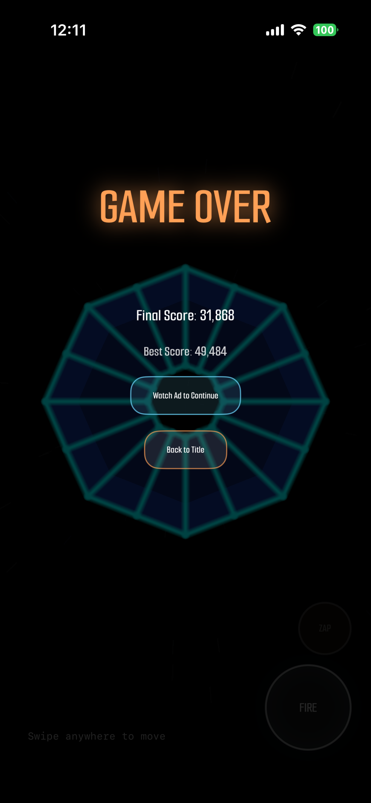 A second Maelstrom gameplay capture with a different geometric vector web